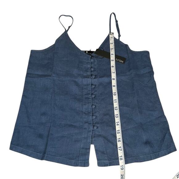 Revolve Krisa Tank 100% Linen Size Small Button Down Blue Adjustable Straps - Picture 7 of 9